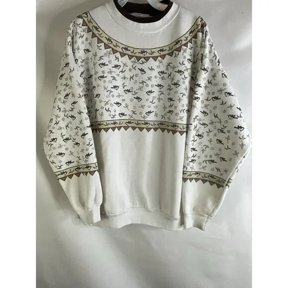 💥BOGO💥 Vintage Cream and Brown Patterned Sweater - Picture 3 of 7